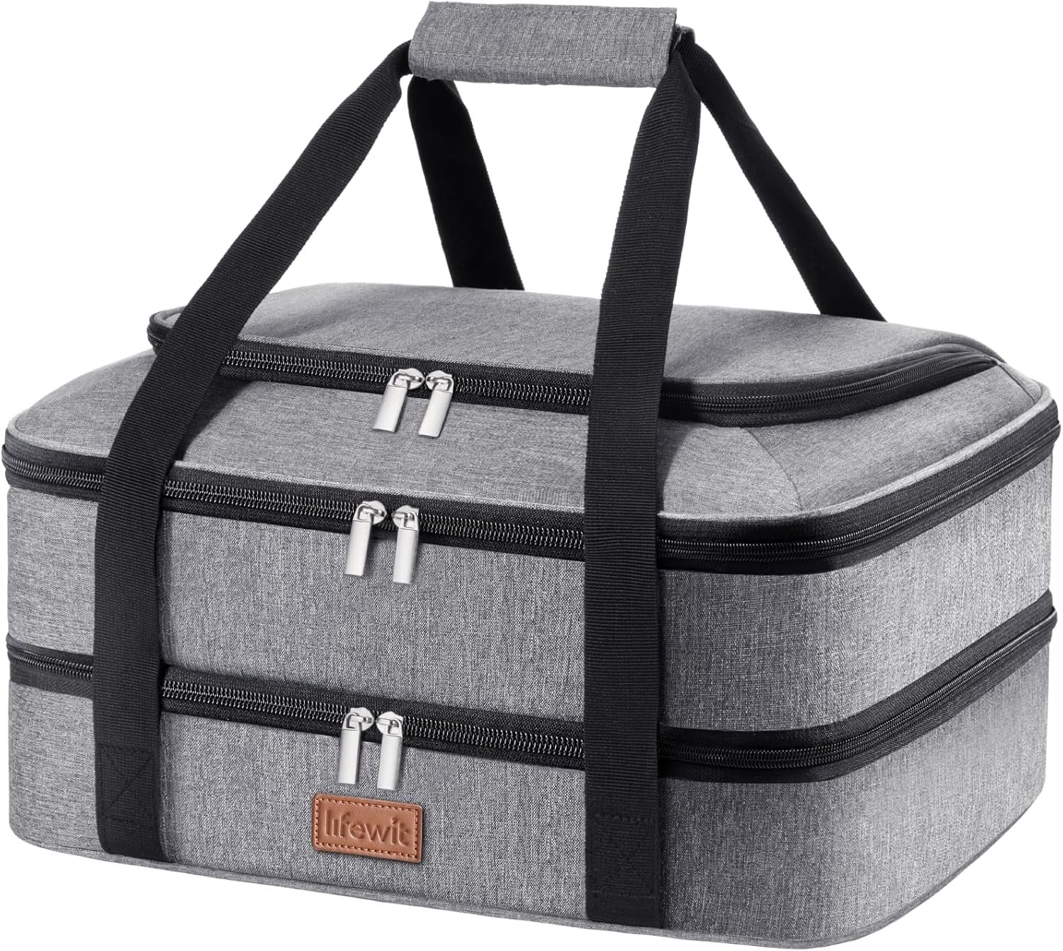 Two-tier carrier with utensil pocket